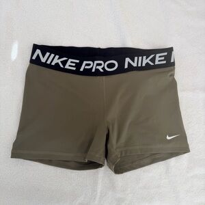 Nike Women's Army Green Pro Athletic Shorts